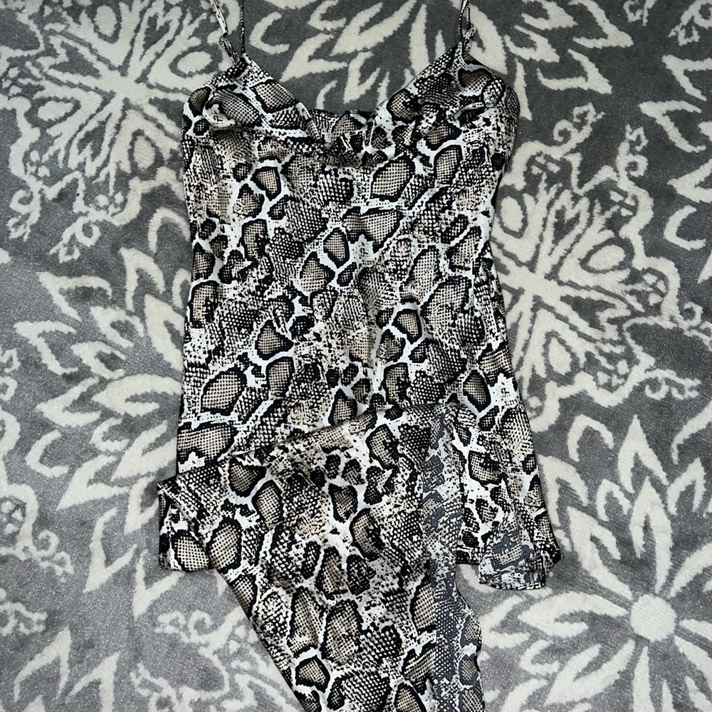 Sexy Snakeskin Asymmetrical Satin Dress